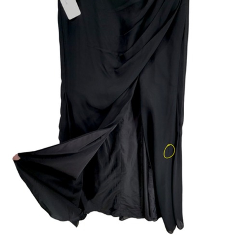 Azazie Gown sz A14 Women Off Shoulder Sweatheart Chiffon Mermaid Dress Black NEW - Picture 10 of 15